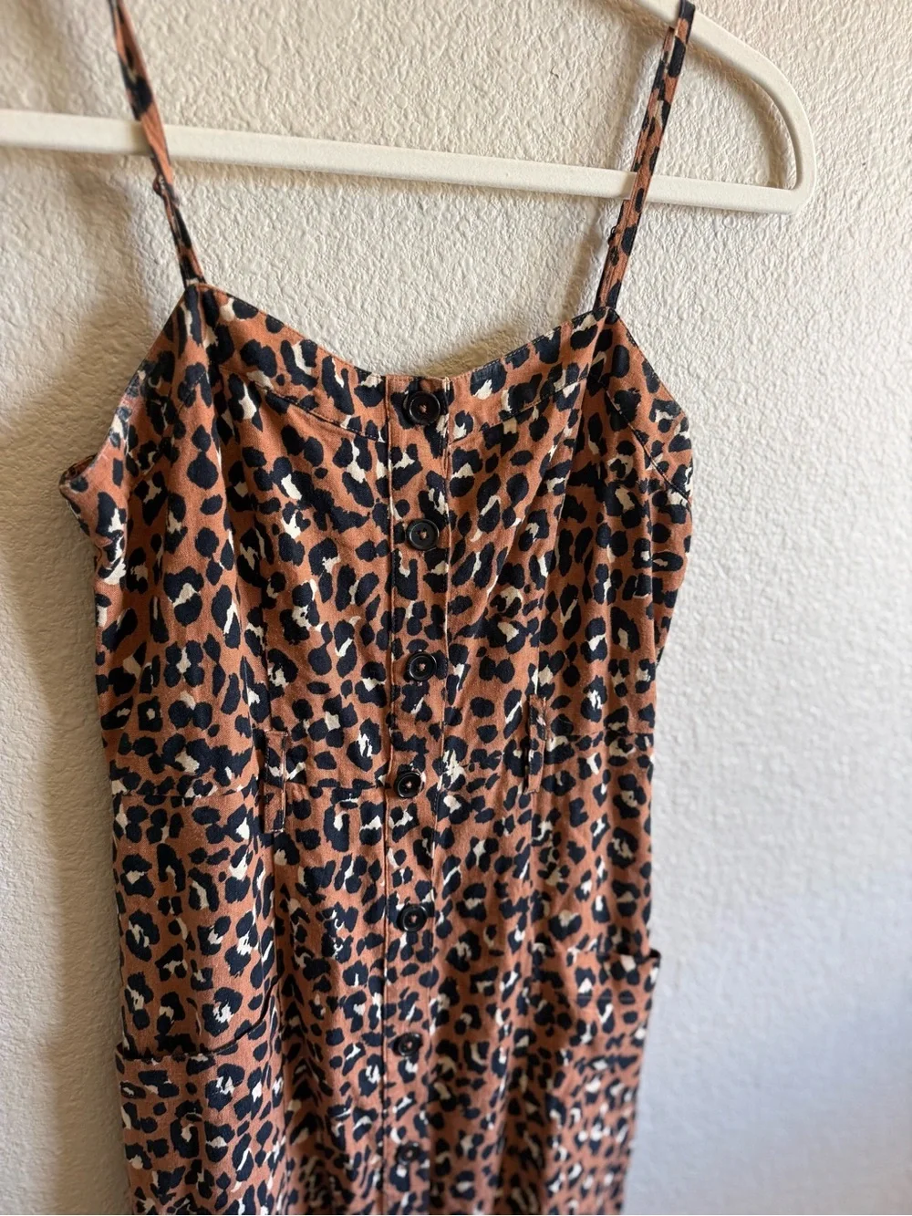 Rails Evie Golden Leopard Mini Dress Linen Blend XS Spring Summer Flowy